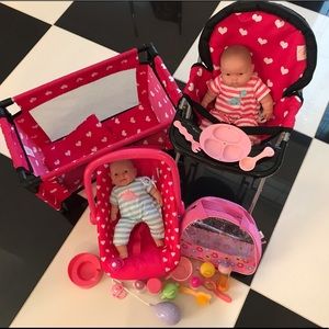 New York Doll Collection And Lil Rose Doll Play set With Twins Baby Dolls.